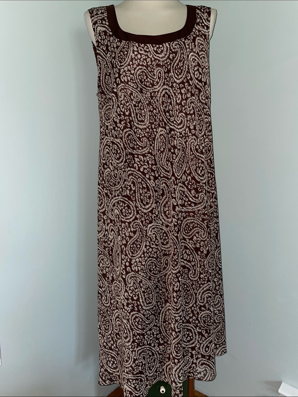 Studio I 20W Brown Cream Paisley Sleeveless Dress Plus Size
